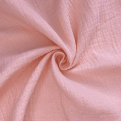 Ткань Муслин Жатый, цвет Нежно-Розовый (на отрез)  в Петропавловске-Камчатском