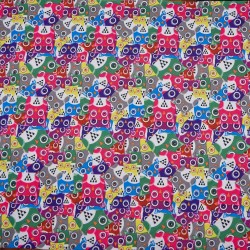 Ткань Oxford 600D PU (Ширина 1,48м), принт &quot;Совы яркие&quot; (на отрез) в Петропавловске-Камчатском